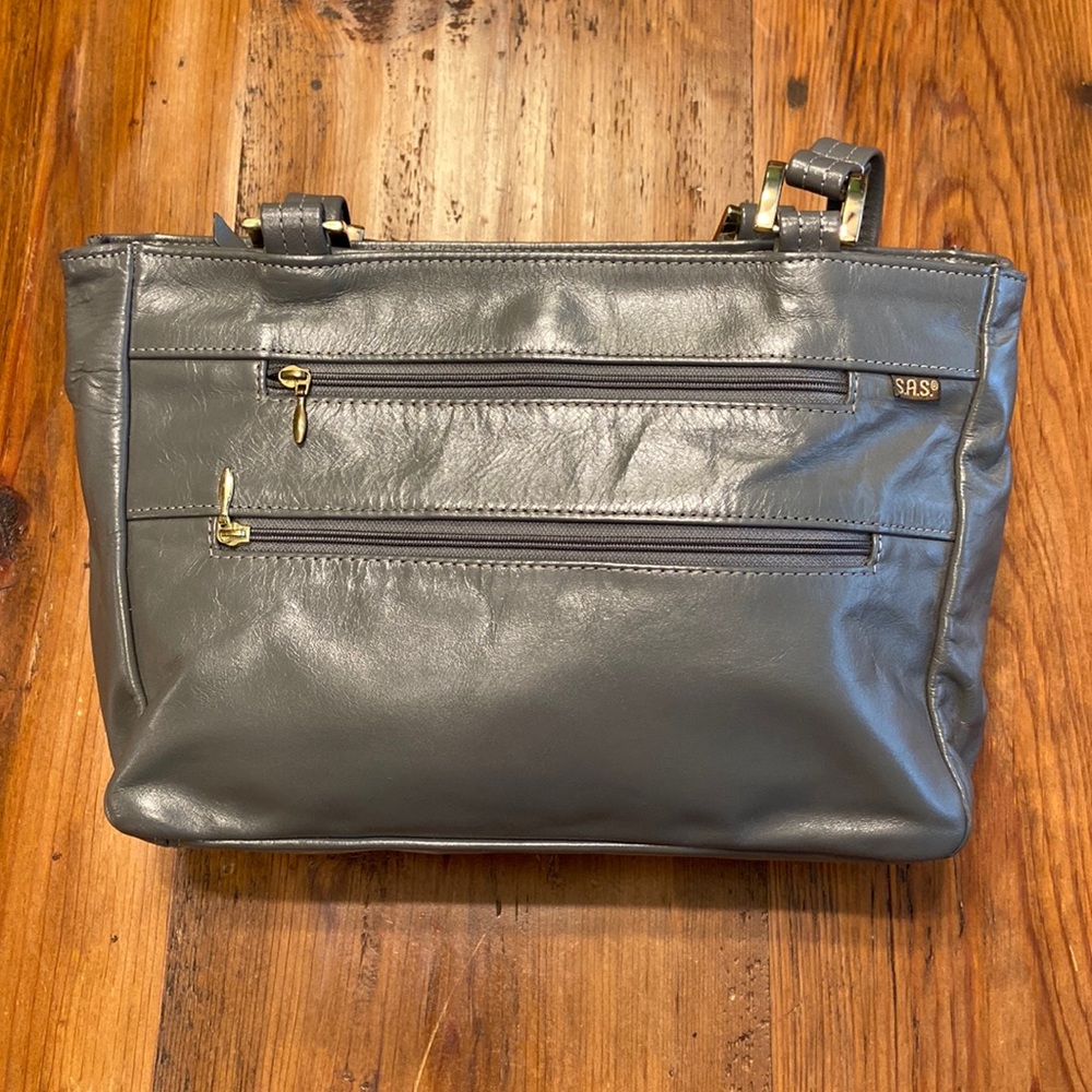 SAS Vintage Diane Gray Leather Handbag EUC